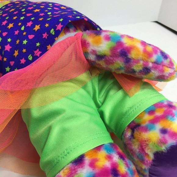 Build A Bear Plush Kitty Cat 16" Rainbow Confetti Leopard Neon 80's Outfit BAB - Picture 10 of 12